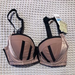 NWT Parfait Charlotte Underwire Padded Bra 28D Dusty Rose/Black